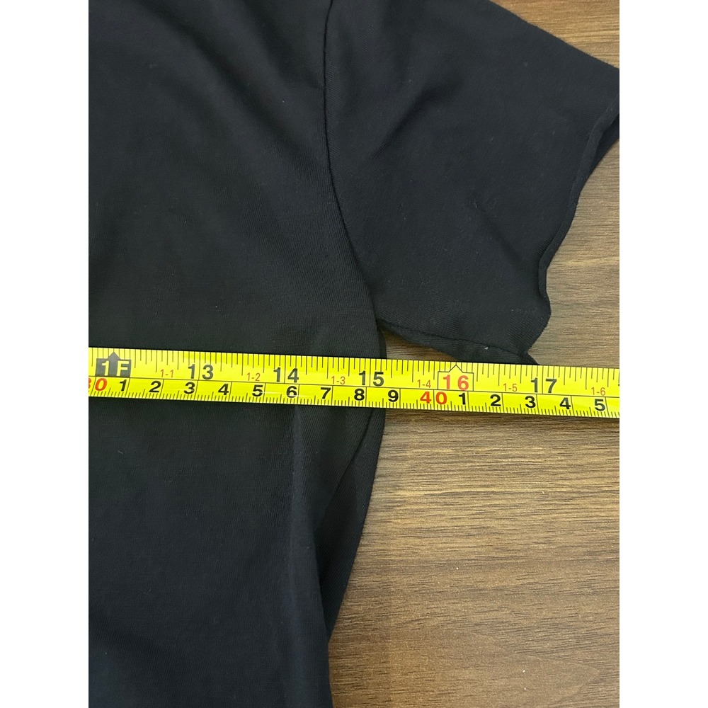 Steel Supplements Black Crop Top Women XS Raw Hem Graphic Tee - Picture 4 of 7